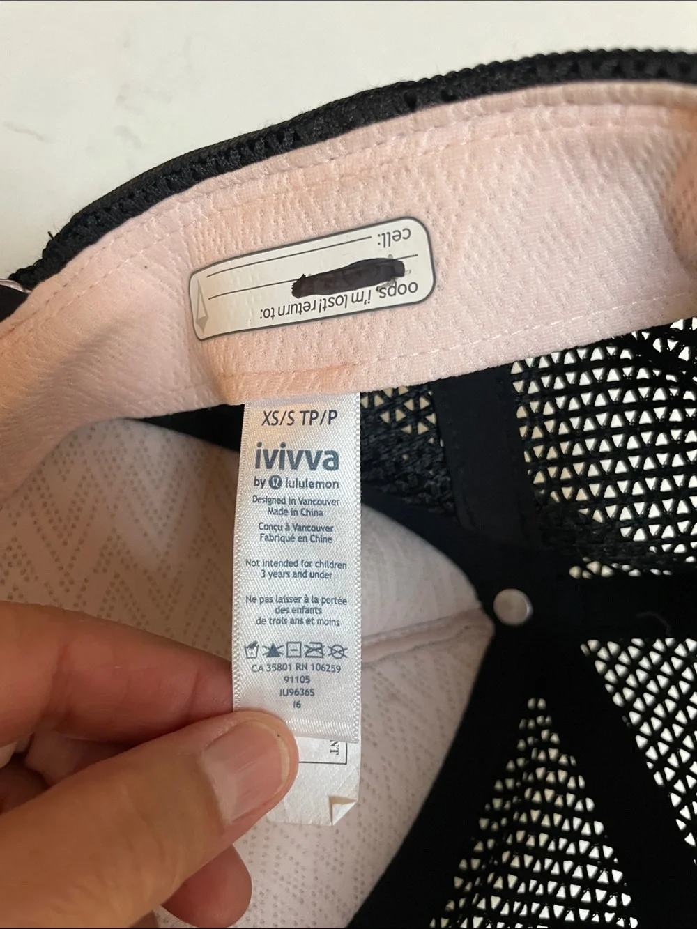 Ivivva Girls Black Trucker Cap with Pink Metallic Accent XS/S